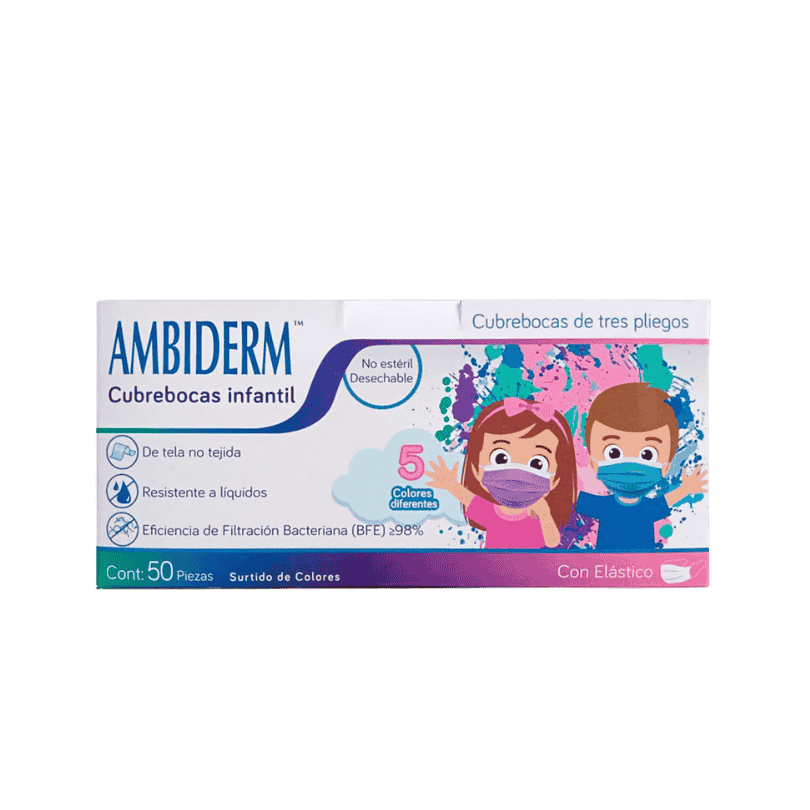 CUBREBOCAS DESECHABLE TRICAPA INFANTIL COLORES