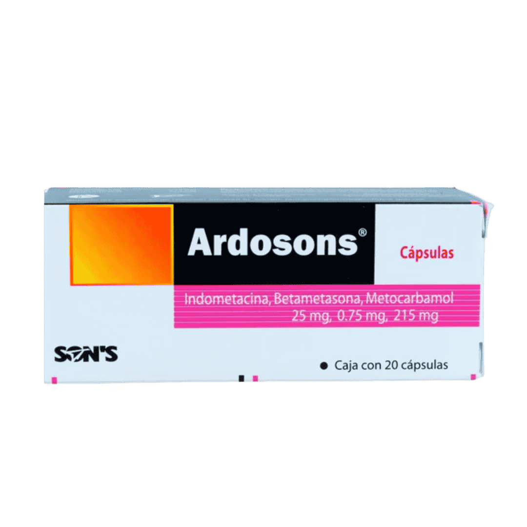 ARDOSONS (INDOMETACINA, BETAMETASONA, METOCARBAMOL) DE 20 CAPSULAS