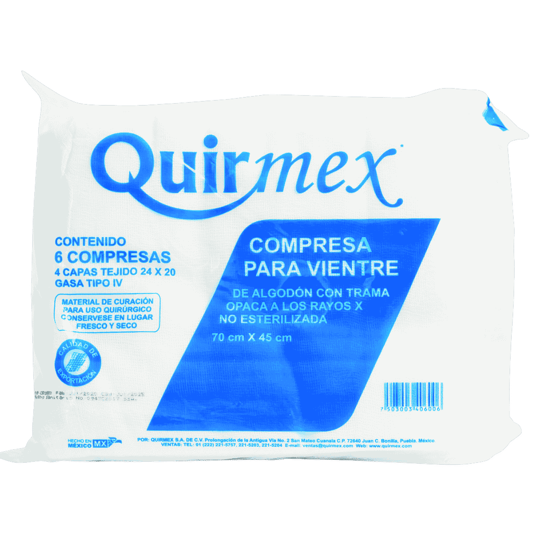 COMPRESA PARA VIENTRE OPACA A LOS RAYOS X