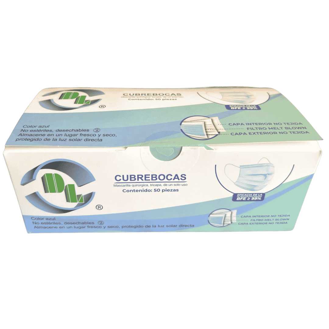 CUBREBOCAS  TRICAPA AZUL
